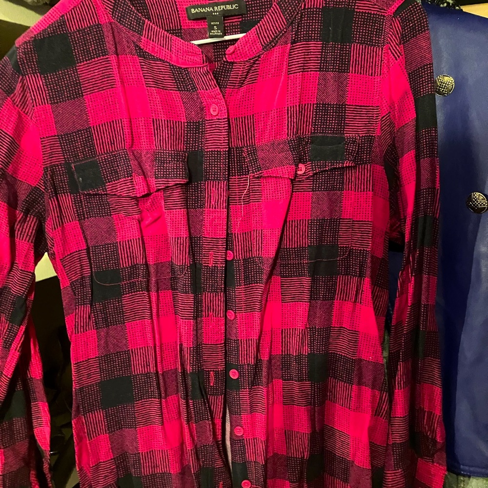 Pink plaid silk shirt